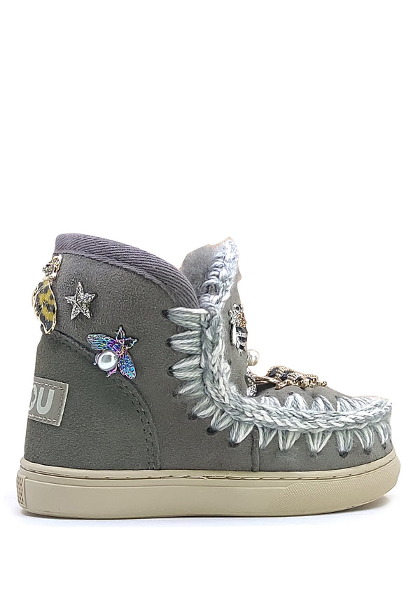 ViaMonte Shop | Mou kid eskimo sneaker grigia bambina in pelle scamosciata