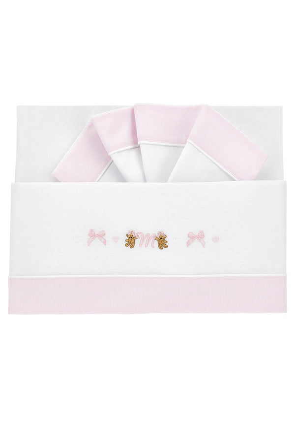 Monnalisa set white/pink newborn sheet in fresh cotton