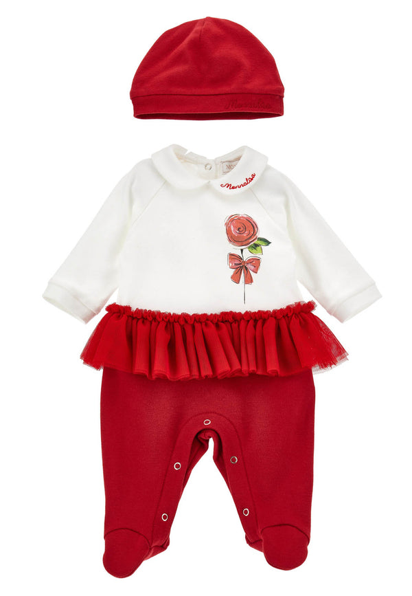 Monnalisa White/Red Newborn Cotton Jacket