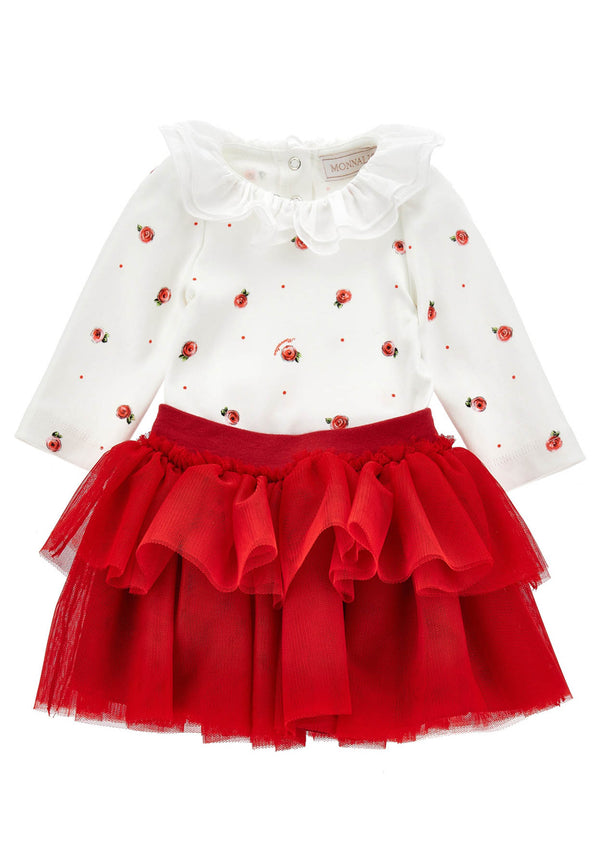 Monnalisa Complete White/Red newborn cotton