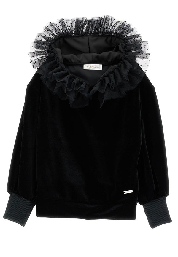 Monnalisa Sweatshirt Black Girl in Ciniglia