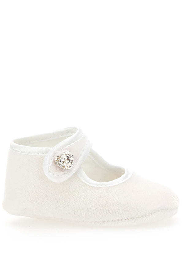 Monnalisa scarpa bianca neonata in velluto