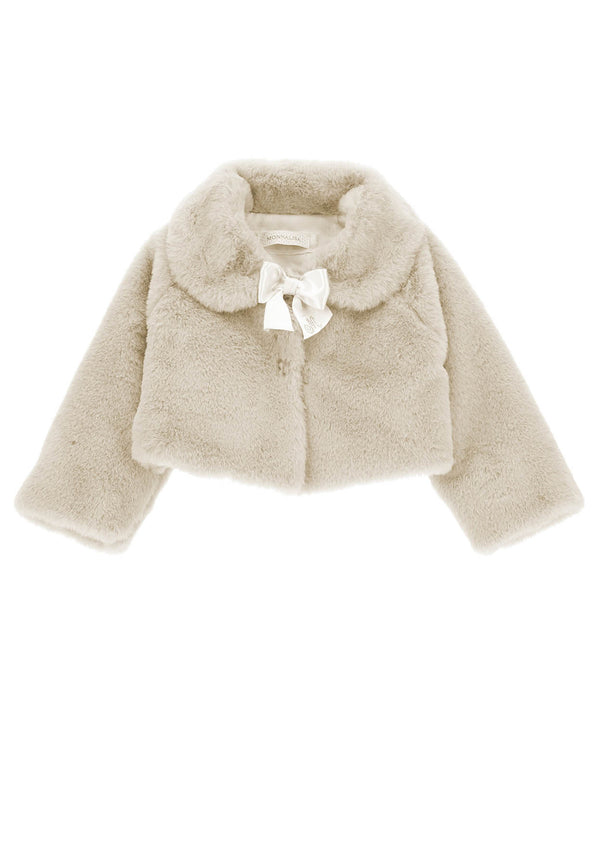 Monnalisa Plush jacket baby cream