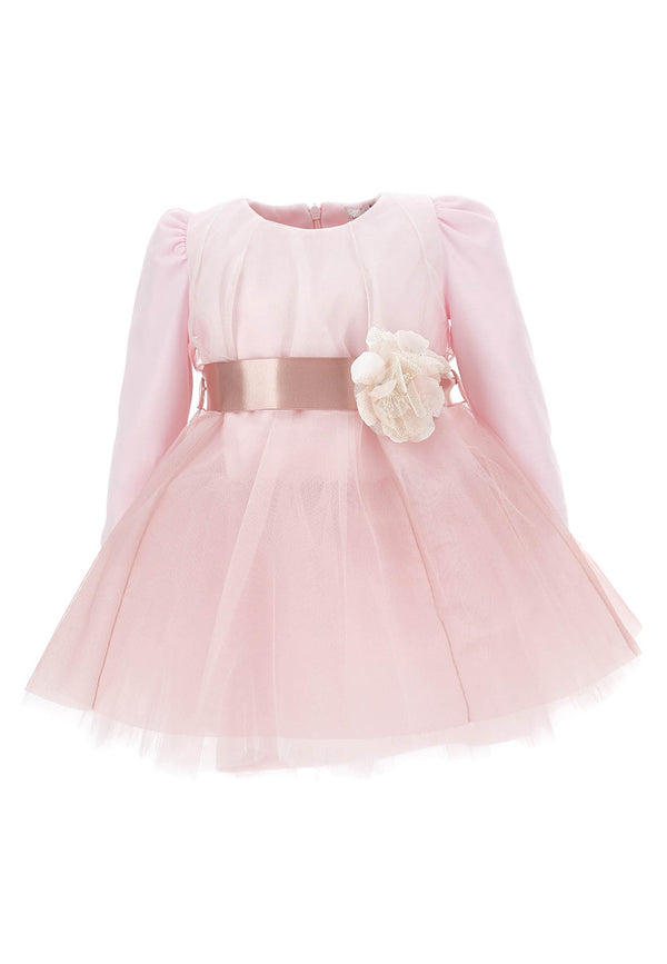 Monnalisa antique baby pink dress in tulle