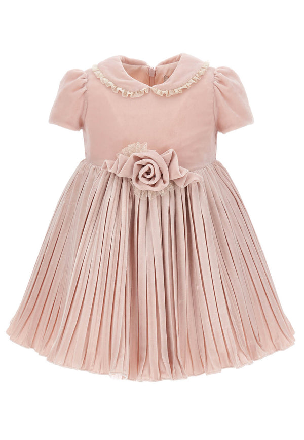 Monnalisa Velvet newborn pink dress