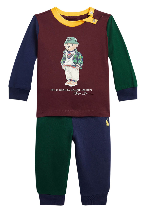 رالف لورين بدلة رياضية متعددة الألوان من القطن لحديثي الولادة