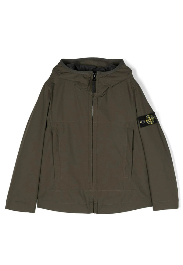 Stone Island giubbino verde bambino in tessuto tecnico