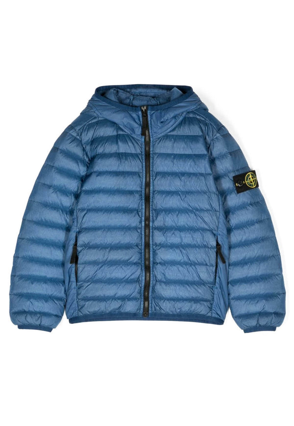 Stone Island piumino bright blue bambino in nylon