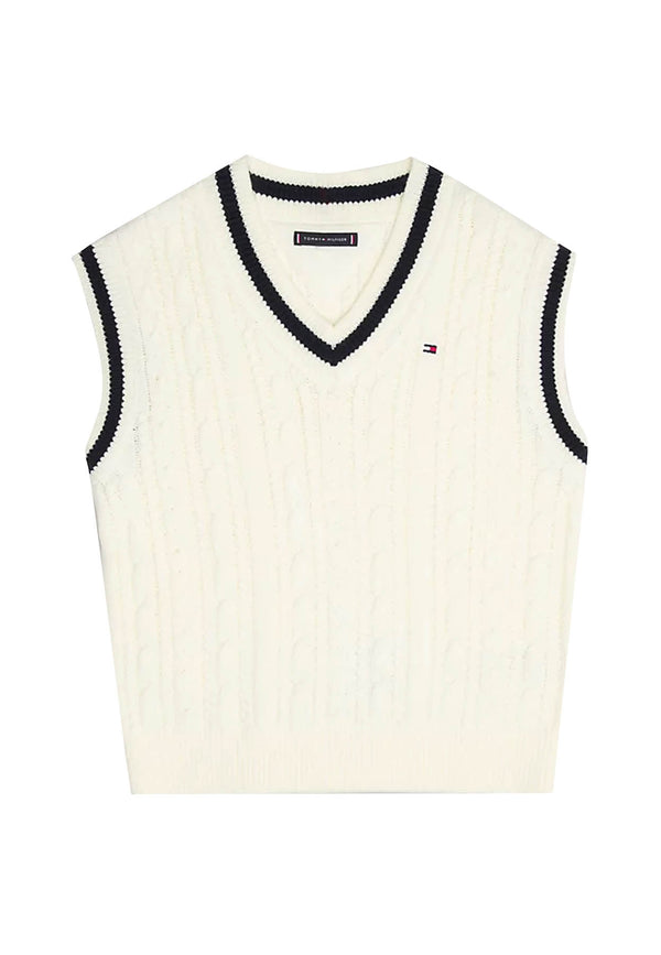 Tommy Hilfiger gilet bianco bambino in cotone
