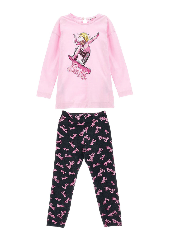 ViaMonte Shop | Barbie completo rosa/nero bambina in cotone