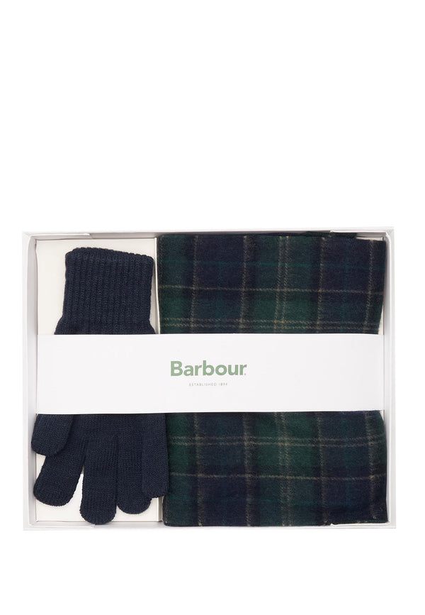 ViaMonte Shop | Barbour kit regalo sciarpa verde e guanti neri unisex in lana