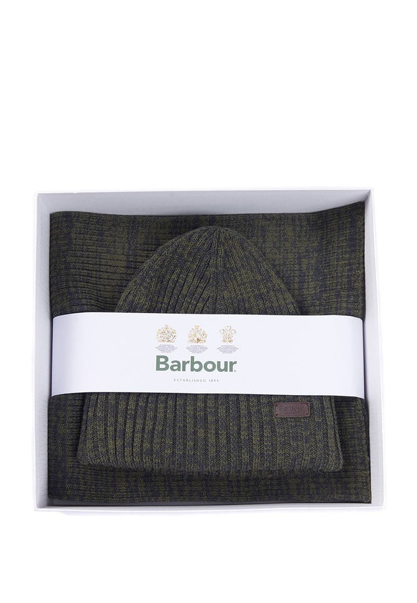 ViaMonte Shop | Barbour set regalo cappello e sciarpa verde unisex in fibra sintetica