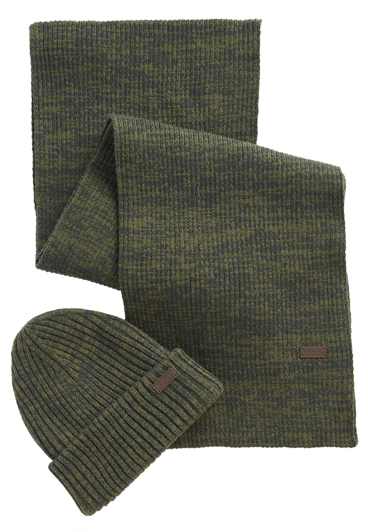 ViaMonte Shop | Barbour set regalo cappello e sciarpa verde unisex in fibra sintetica