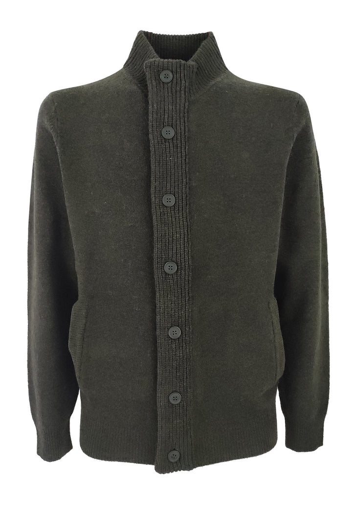 ViaMonte Shop | Barbour maglia cardigan verde militare uomo in lana