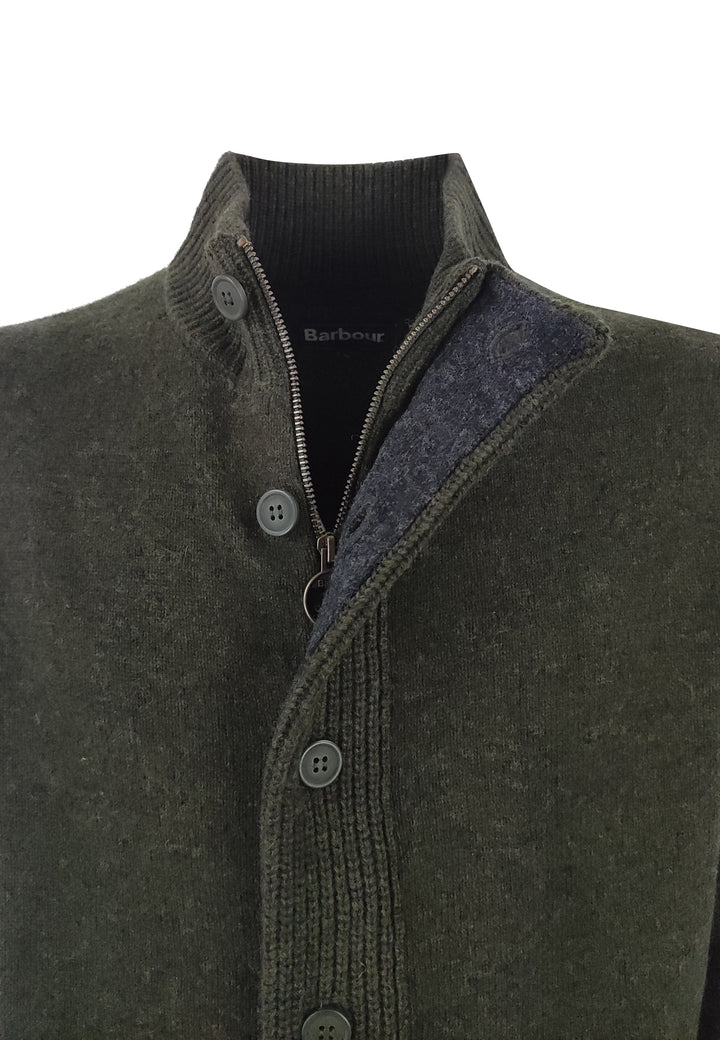 ViaMonte Shop | Barbour maglia cardigan verde militare uomo in lana