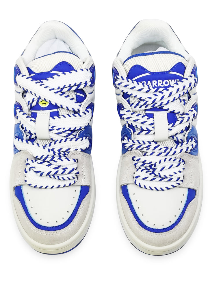 ViaMonte Shop | Barrow sneakers bianca e bluette unisex in pelle scamosciata e mesh