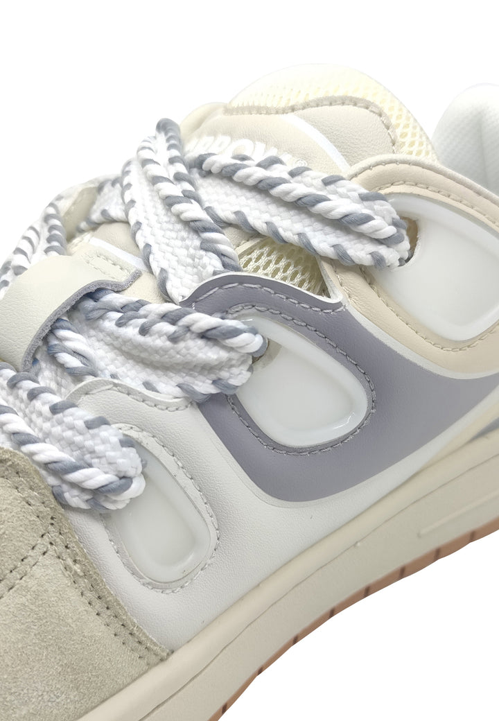 ViaMonte Shop | Barrow sneakers bianca e beige unisex in pelle scamosciata e mesh