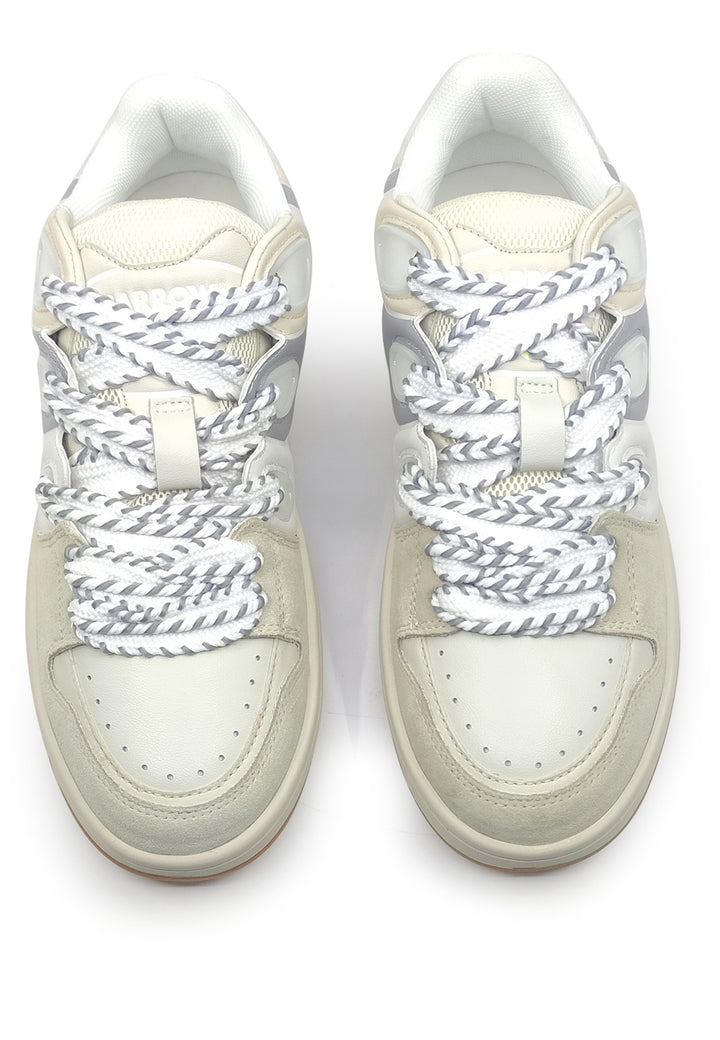 ViaMonte Shop | Barrow sneakers bianca e beige unisex in pelle scamosciata e mesh