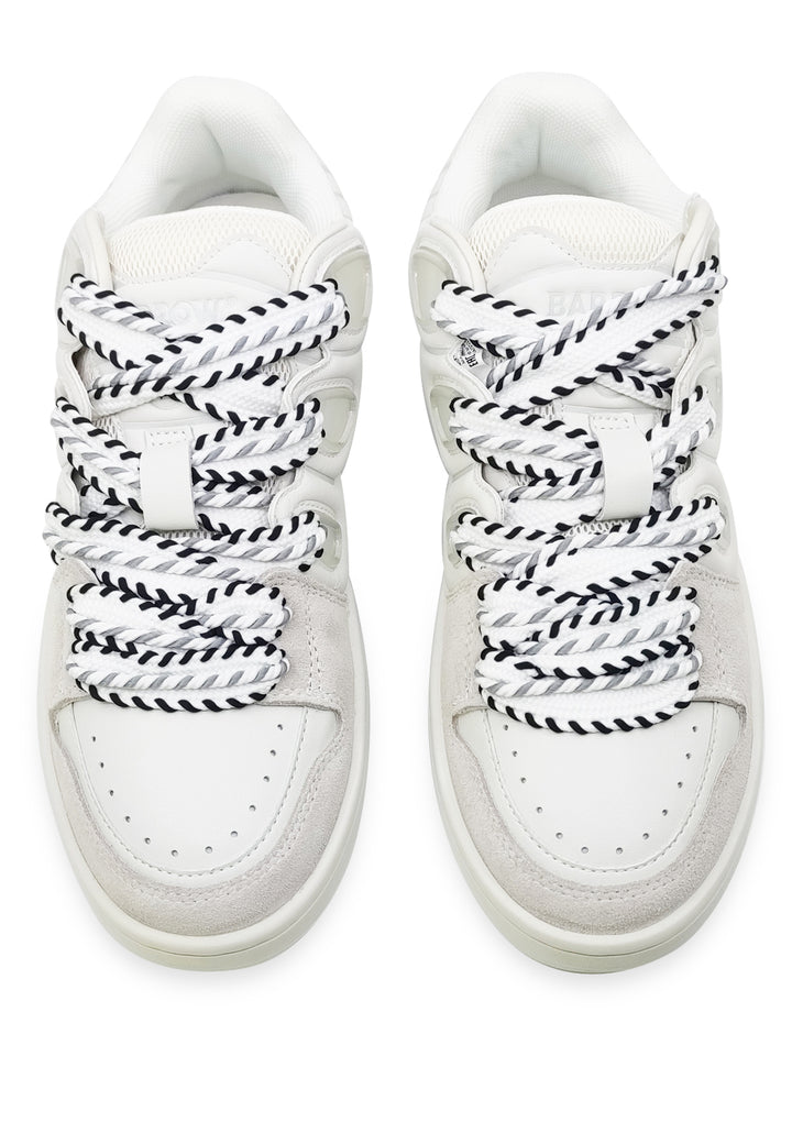 ViaMonte Shop | Barrow sneakers bianca uomo in pelle scamosciata e mesh