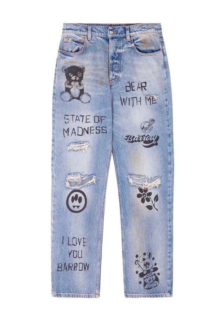 ViaMonte Shop | Barrow jeans unisex blu con graffiti in denim