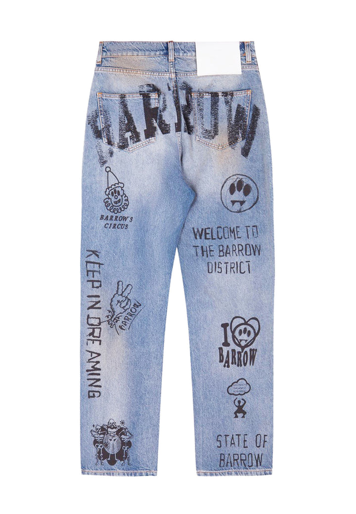 ViaMonte Shop | Barrow jeans unisex blu con graffiti in denim