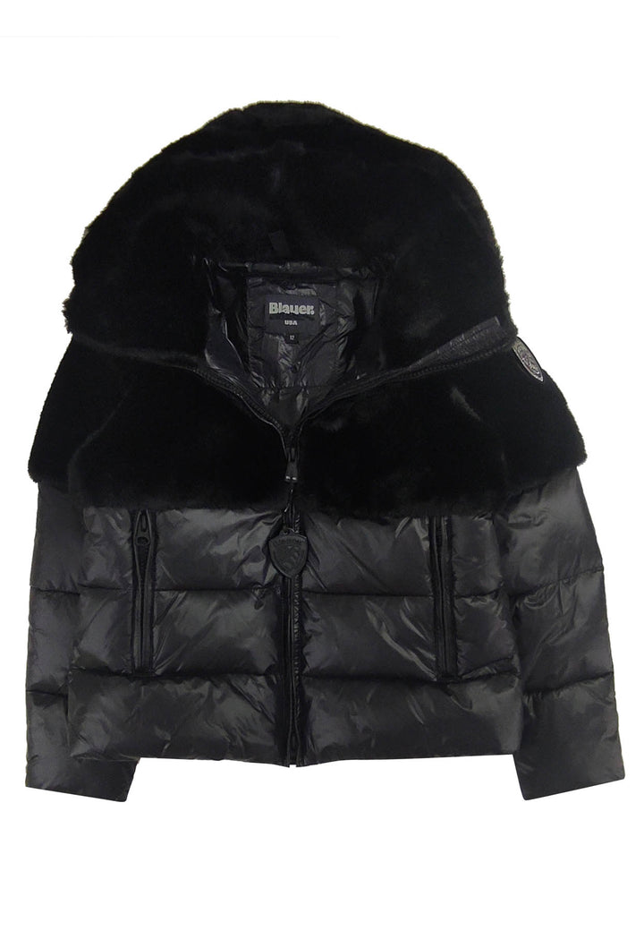 ViaMonte Shop | Blauer giubbino Tacoma nero bambina in nylon