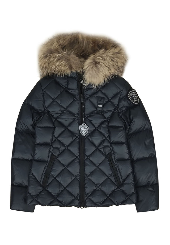 ViaMonte Shop | Blauer giubbino Lotus nero bambina in nylon