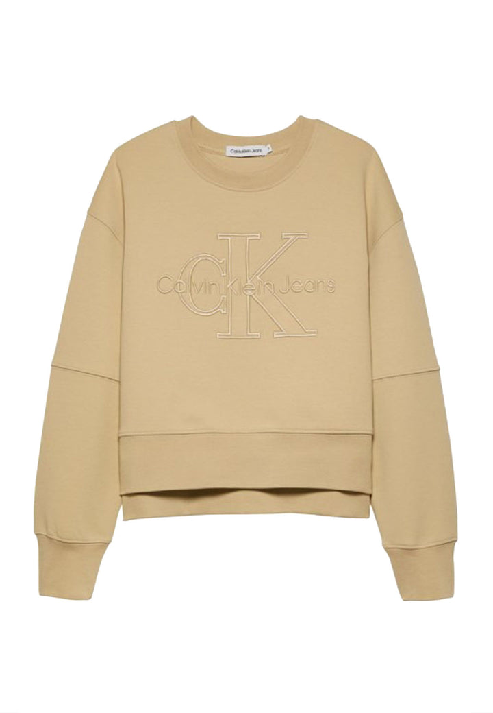 ViaMonte Shop | Calvin Klein Jeans felpa beige bambina in cotone