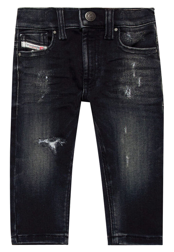 ViaMonte Shop | Diesel Kid jeans D-Jools-b nero neonato in cotone effetto denim