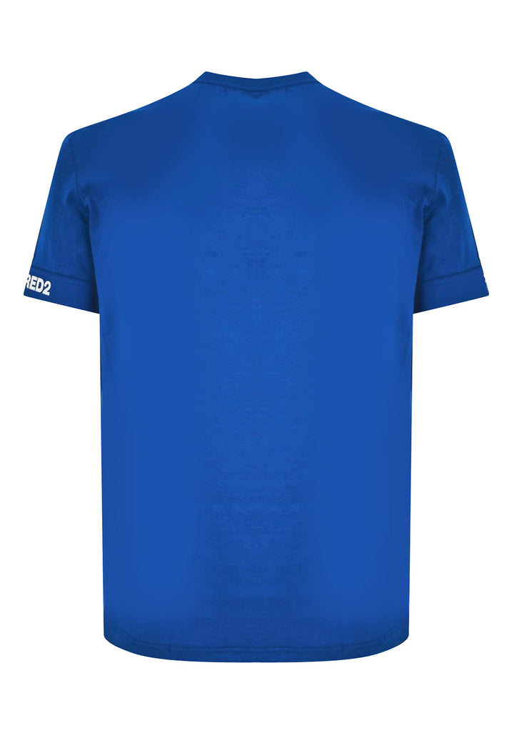 ViaMonte Shop | Dsquared2 t-shirt blu elettrico uomo in cotone elasticizzato