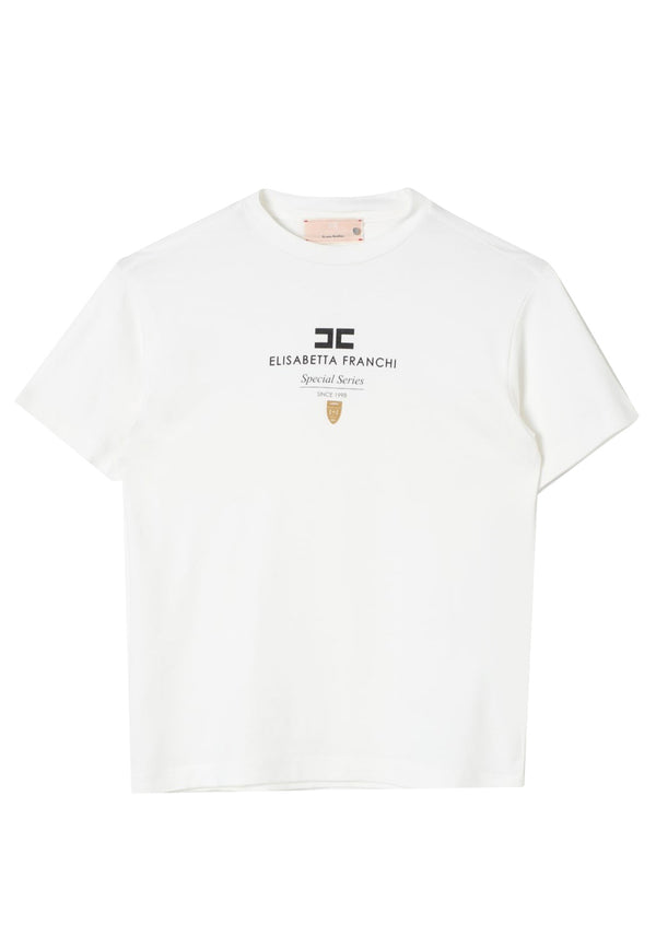 ViaMonte Shop | Elisabetta Franchi t-shirt bianca bambina in cotone