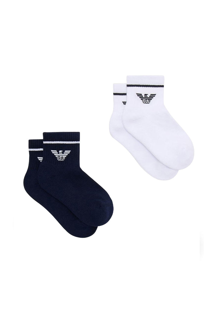 ViaMonte Shop | Emporio Armani calze bianco/nere bambino in spugna