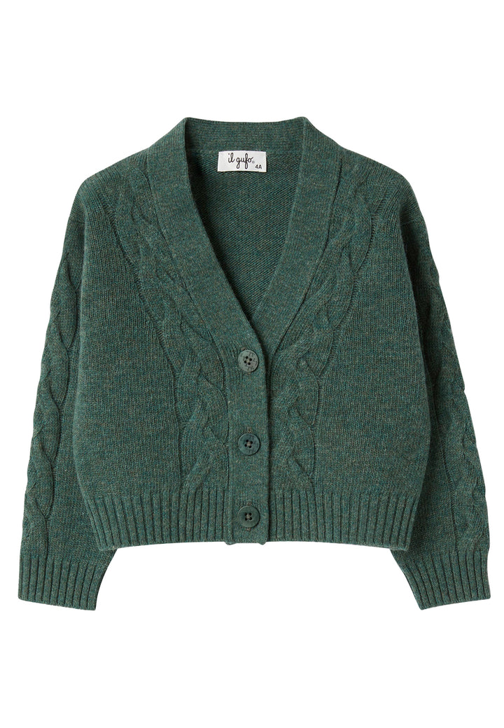 ViaMonte Shop | Il Gufo maglia cardigan verde bambino in lana