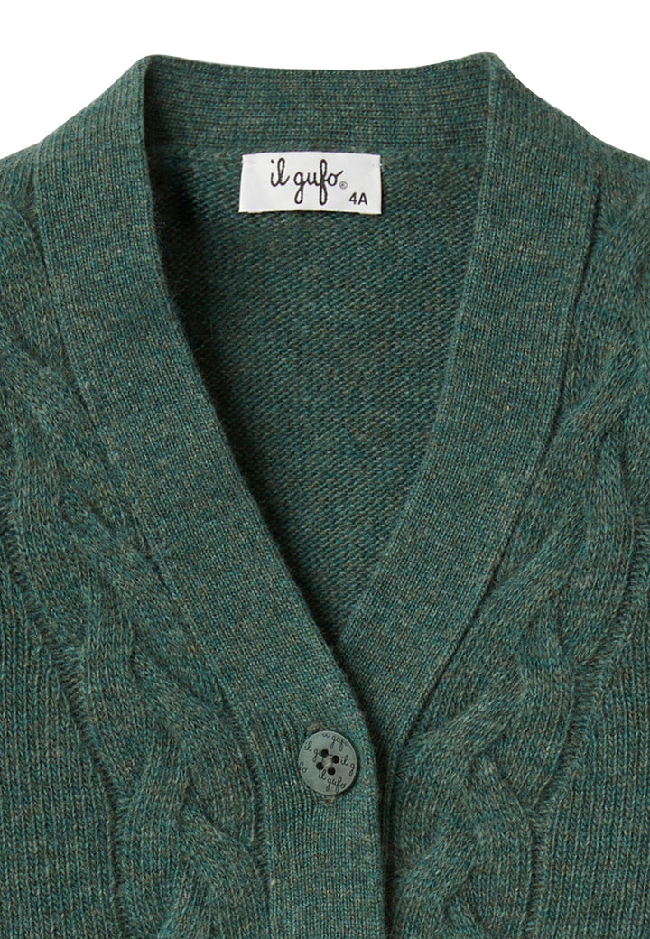 ViaMonte Shop | Il Gufo maglia cardigan verde bambino in lana