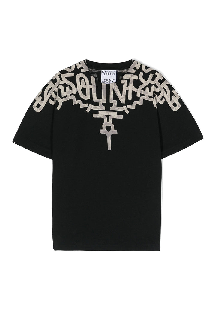 ViaMonte Shop | Marcelo Burlon County of Milan t-shirt nera bambino in cotone