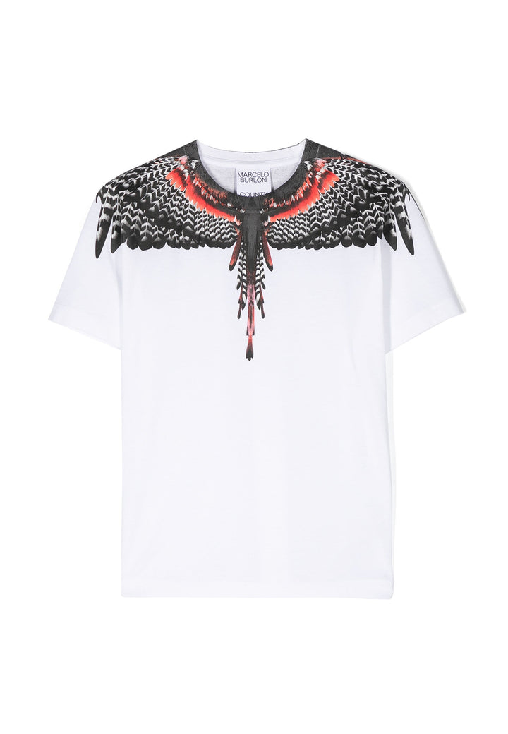 ViaMonte Shop | Marcelo Burlon County of Milan t-shirt bianca bambino in cotone