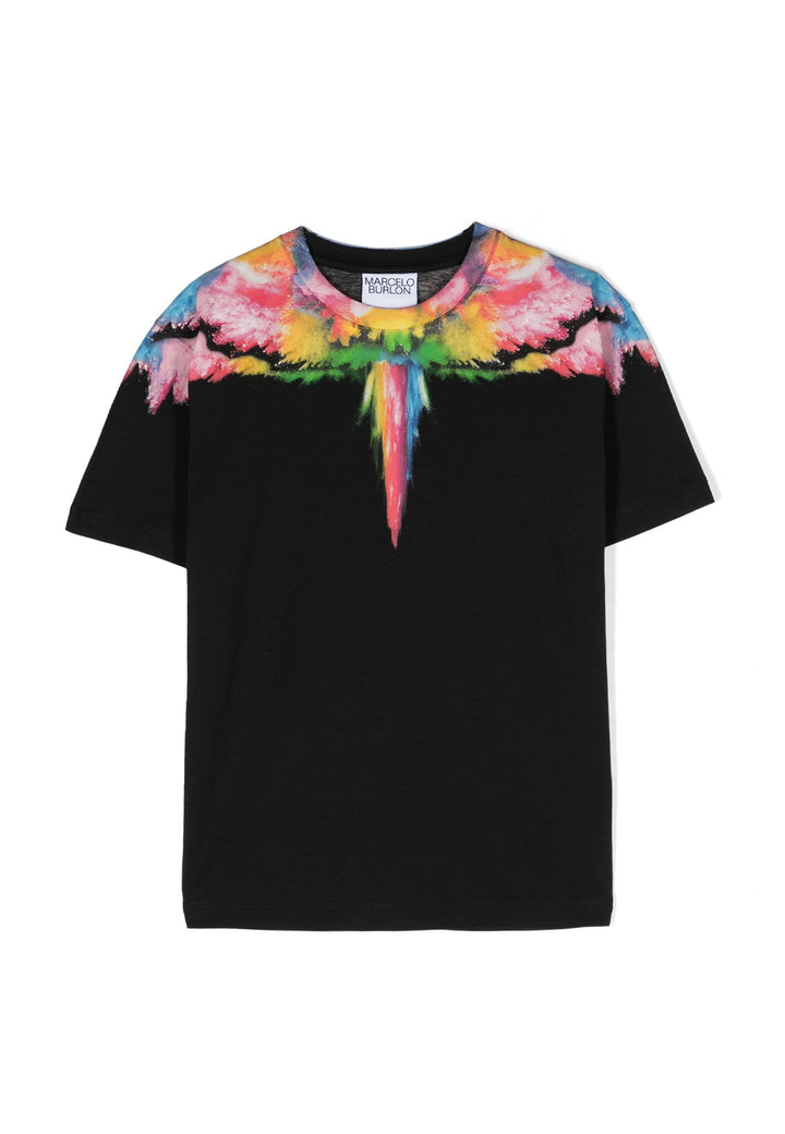 ViaMonte Shop | Marcelo Burlon County of Milan t-shirt nera bambino in cotone organico