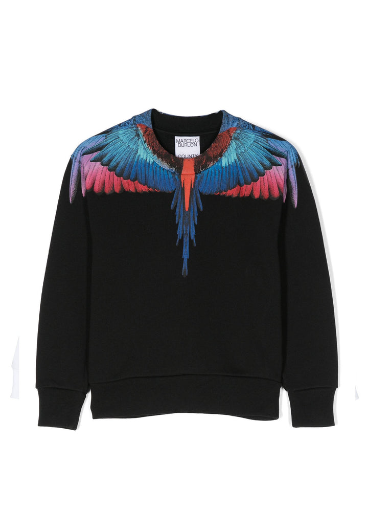 ViaMonte Shop | Marcelo Burlon County of Milan felpa nera bambino in cotone organico