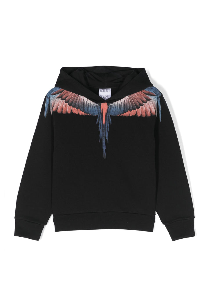 ViaMonte Shop | Marcelo Burlon County of Milan felpa nera bambino in cotone organico