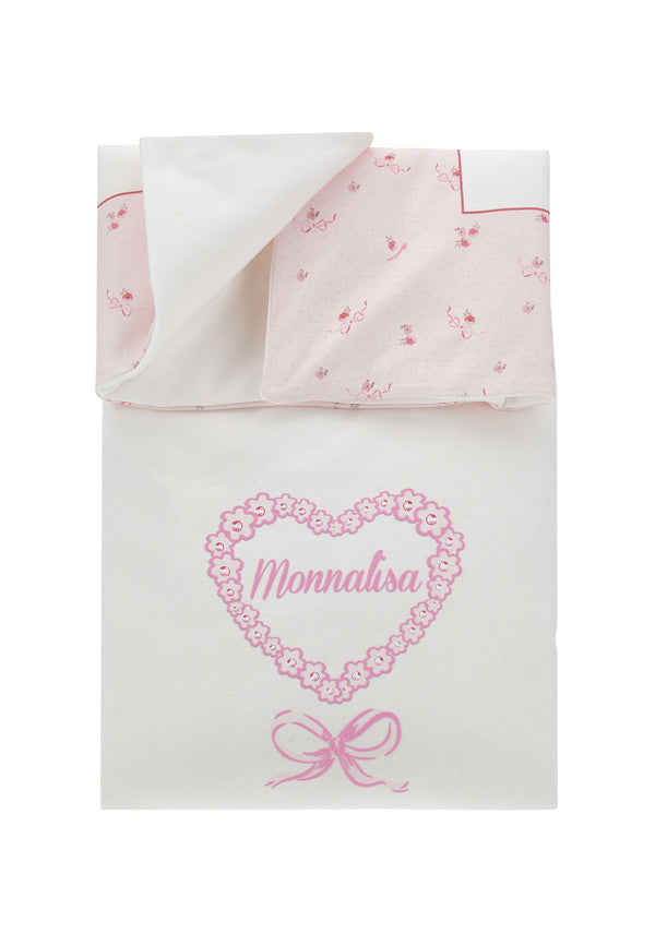 ViaMonte Shop | Monnalisa copertina bianca/rosa neonata in cotone