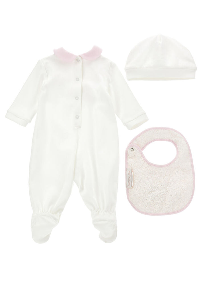 ViaMonte Shop | Monnalisa completo bianco/rosa neonata in cotone