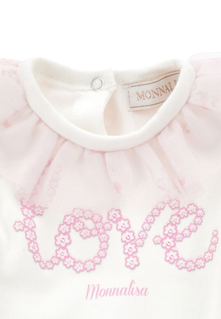 ViaMonte Shop | Monnalisa completo bianco/rosa neonata in cotone