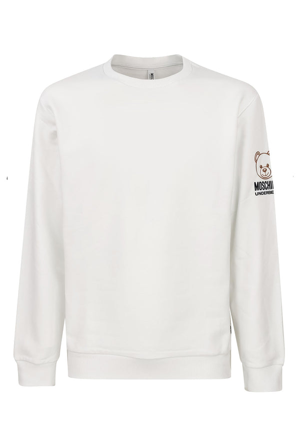 ViaMonte Shop | Moschino felpa bianco uomo in cotone felpato