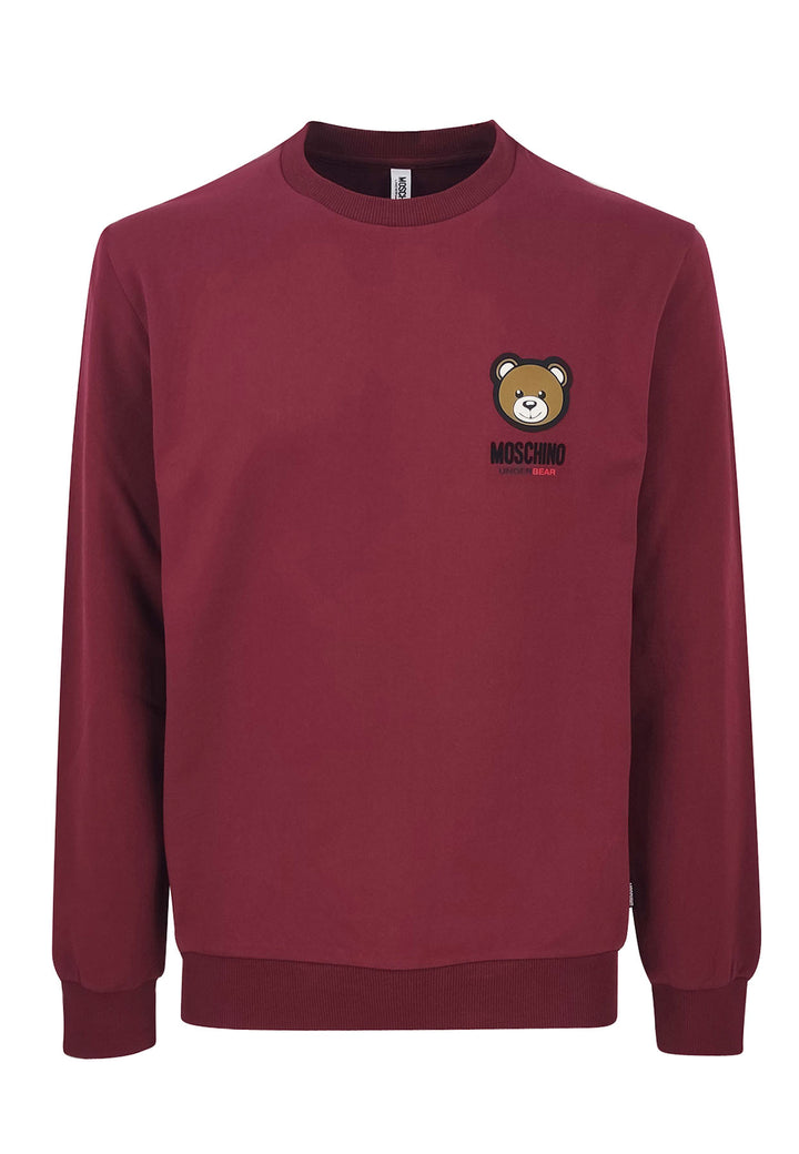 ViaMonte Shop | Moschino felpa bordeaux uomo in cotone felpato