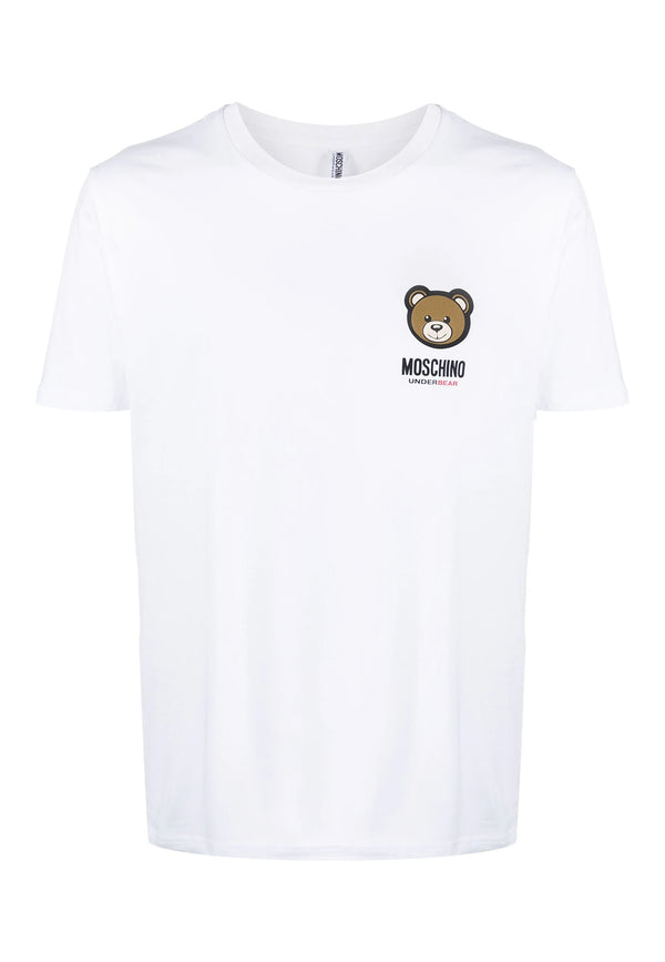 ViaMonte Shop | Moschino t-shirt bianca uomo in cotone elasticizzato