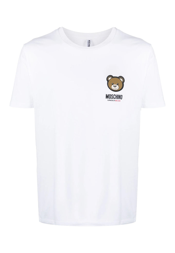 ViaMonte Shop | Moschino t-shirt bianca uomo in cotone elasticizzato