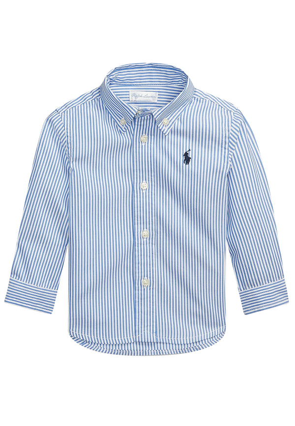 ViaMonte Shop | Ralph Lauren camicia azzurra/bianca neonato in cotone