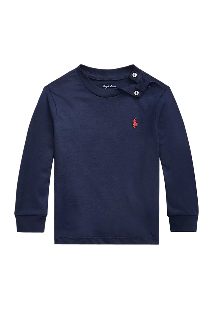 ViaMonte Shop | Ralph Lauren t-shirt blu navy neonato in cotone