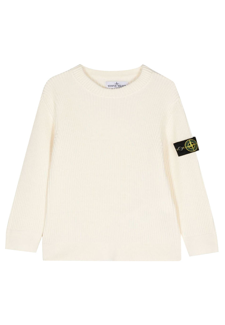 ViaMonte Shop | Stone Island maglia bianca bambino in lana