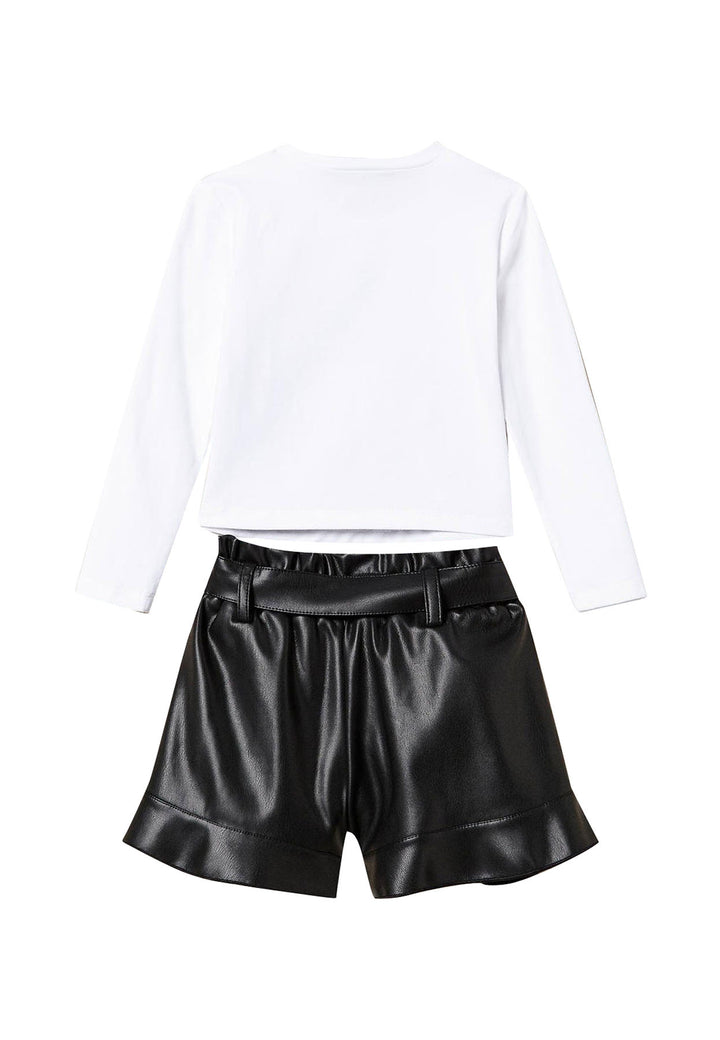 ViaMonte Shop | Twinset completo bianco/nero bambina in cotone